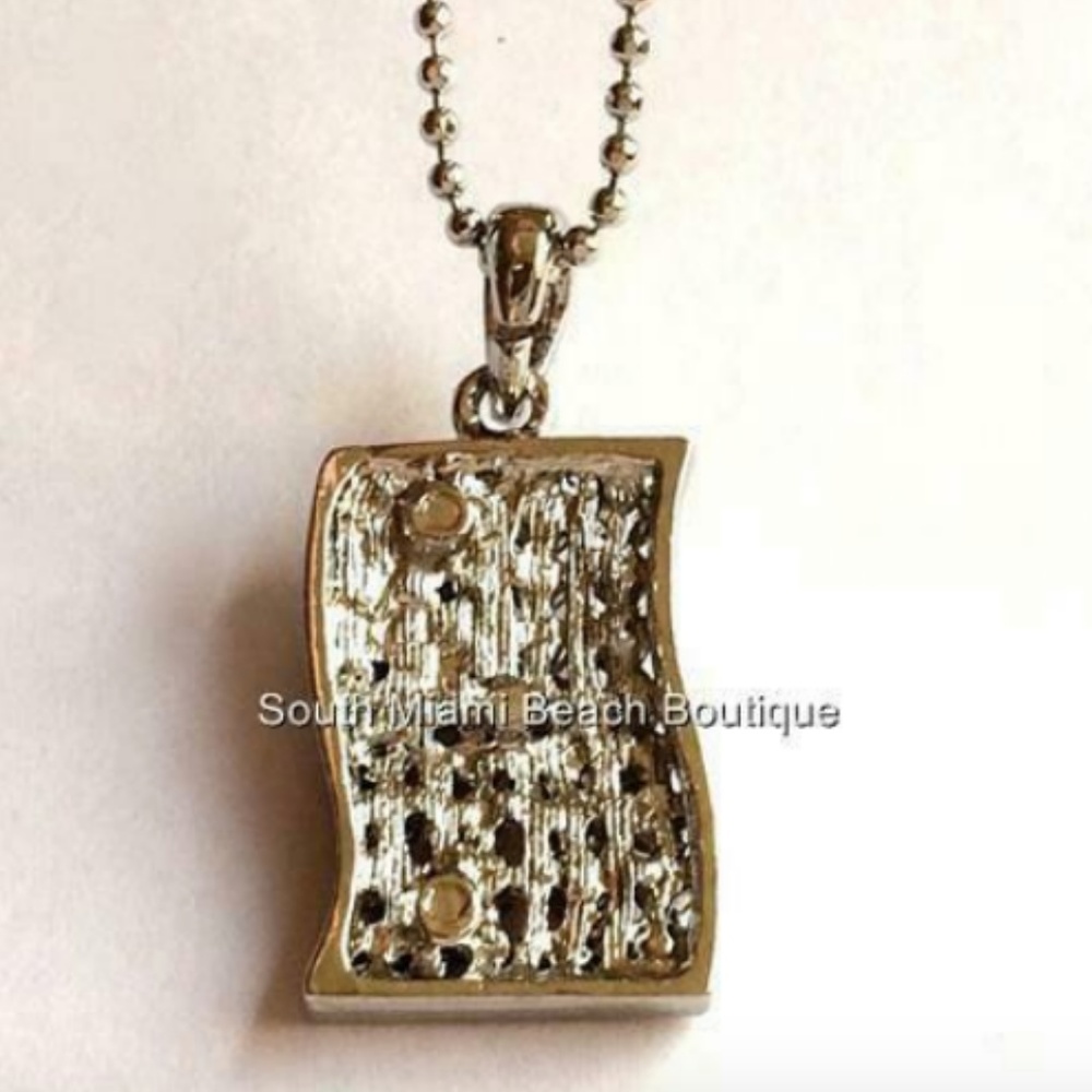 Silver American Flag Necklace Crystal Patriotic - Picture 6 of 8